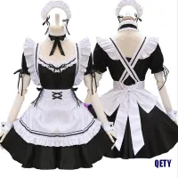 (QETY)Cute Lolita French Maid Dress Girls Woman Anime Cosplay Party Costumes QC7311447