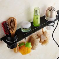 ●☁◊ Vidric DIY Black 304 Stainless Steel Bathroom Shelves Multi-function Hair Dryer Rack Bathroom Makeup Stand Bathroom Accessorie