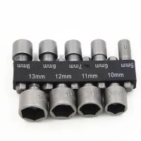 9pcs/set 5-13mm Hexagon Nut Driver Drill Bit Socket Screwdriver Wrench Set for Electric Screwdriver Handle Tools No Magnetic Drills  Drivers