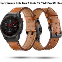 22mm 26mm Quickfit Leather Smart Watch Strap For Garmin Epix Gen 2 Instinct 2X Fenix 7X 7 6X 6 Pro 5 5X Plus Bracelets Watchband