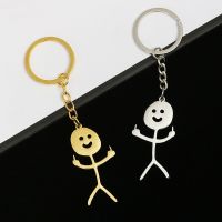 【DT】2023 Funny Middle Finger Stickman Keychain Cute Trend Titanium Steel School Bag Car Key Pendant Couple New Trinket Gift Keyrings hot