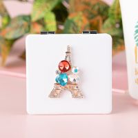 Mini Pocket Cosmetic Beauty Makeup Mirror Eiffel Tower 2-face PU Leather Portable Magnify Folding Compact Mirror Party Girl Gift Mirrors