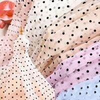 5mm Black Flocking Polka Dot Tulle Spotted Mesh Net Soft Stretch Fabric High Quality for DIY Handmade Craft Sewing Apparel Dress