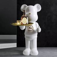 หมียืนถือถาด Bearbrick แบร์บริก Nordic style ตกแต่งบ้าน ตกแต่งหน้าร้านอาหาร ตกแต่งห้องนั่งเล่น เรซิ่นหัตถกรรมประติมากรรม