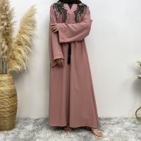 แฟชั่นดูไบ Abaya ผู้หญิงมุสลิมชุดตุรกี Kaftan Drawstring Robe Eid Ramadan Mubarak Djelabaya Caftan Abayas เสื้อผ้าอิสลาม