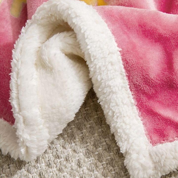 ผ้าห่มขนแกะสำหรับเด็กสองชั้นลายการ์ตูนน่ารักผ้าห่มนอนปรับแต่งรูปแบบได้ผ้าห่อตัวเด็ก