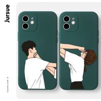 Ready Stock! JURSUE เคสคู่ เคสไอโฟน คู่รัก กันกระแทกซิลิโคนนุ่มน่ารักตลก เคสโทรศัพท์ Compatible for iPhone 14 13 12 11 Pro Max SE 2020 X XR XS 8 7 6 6S Plus พลัส XYH356