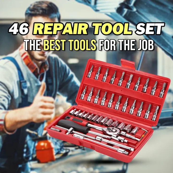 【New】 46 Repair Tool Kit Home Auto Repair Combination Wrench Tools