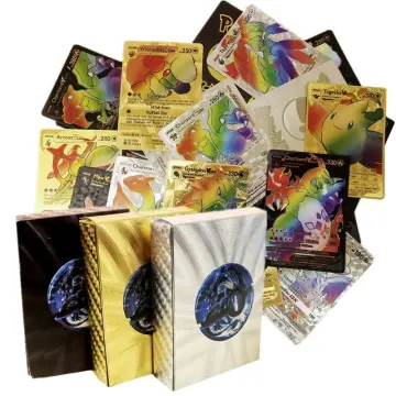 100Pcs GX Holographic Pokemon Cards in Portuguese Letter with Rainbow  Arceus Shiny Charizard trade card children toys