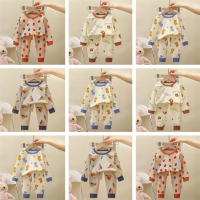 Xiaozhima Newborn Baby Kids Boys 100% Cotton Pyjamas Clothing Sets Casual Soft Long Sleeves T-shirt Tops and Pants 2PCS/set Home Wear Cartoon Print Pajamas Clothes Outfits Suit For 0-10 Years