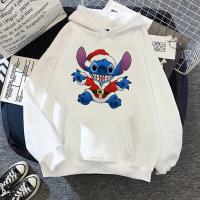 Disney Cartoon Ohana Stitch Christmas Hoodies Women Kawaii Lilo Stitch Graphic Streetwear Funny Unisex Tops Female Sweatshirts Size Xxs-4Xl