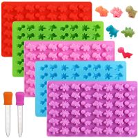 【CW】 Dinosaur Gummy Size Silicone Mold Chocolate Sugar Candy Baking Ice Jelly Tray 48 Cavity Mould With Dropper