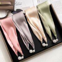 Silk scarves female summer necklace covered small neck long guard with decorative scarf 2022 new tie-in shirt artifact