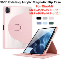 เคสแผ่น Xiaomi 5 Pro Mi Pad5 11 ปลอกพับฝาเป็นฐานหมุนได้360 ° คลุมทั้งหมดสำหรับ Mi Pad 6 Pro Pad6 11นิ้วฝาครอบป้องกันแท็บเล็ตอะคริลิคใสระดับไฮเอนด์