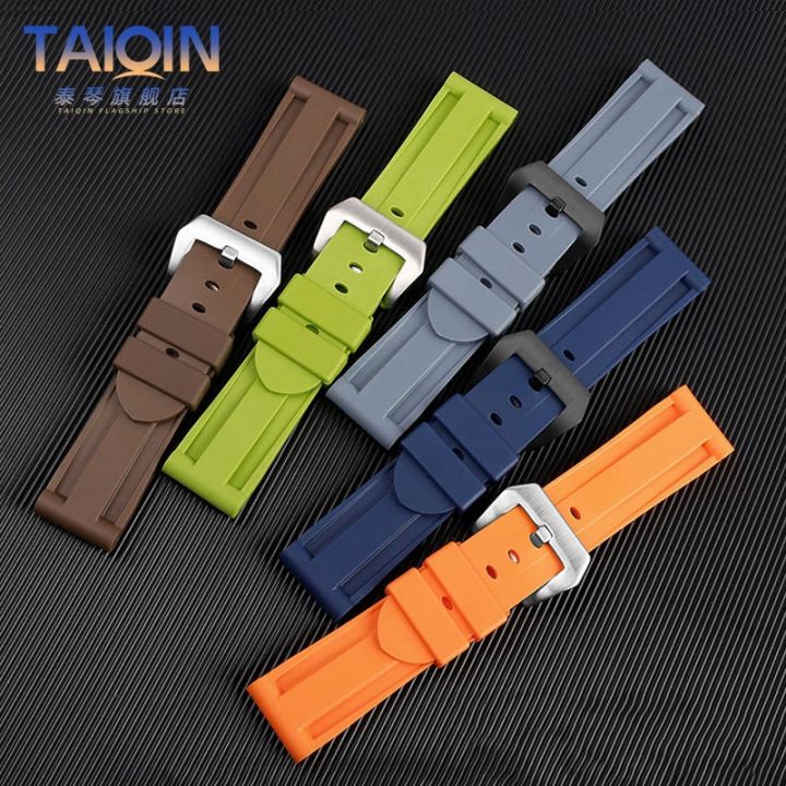 suitable-for-panera-panerai-watch-strap-pam441-359-312-616-silicone-strap-pin-buckle-bracelet-accessories