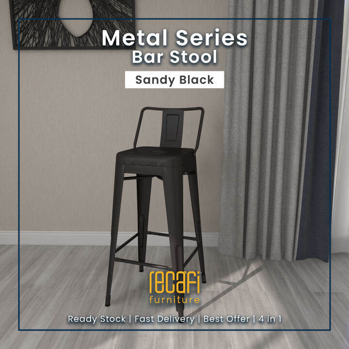 Recafi Furniture MOTICCA Metal High Stool with Back Rest Metal Bar