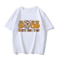 ราคาถูกผ้าฝ้าย 100% เสื้อยืดผ้าฝ้าย 2023 Christmas Party 2023 Happy New Year In The Year of The Rabbit Funny rtoon Print Mens/S-5XL