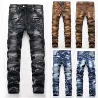 COD IOED95 Men Jeans Skinny Pant กางเกงยีนส์สกินนี่ กางเกงยีนส์ แฟชั่นบุรุษ กางเกงยีนส์เดฟขัดขาด ขาเดฟรุ่น กางเกงยีนส์ผู้ชายขาเดฟ H