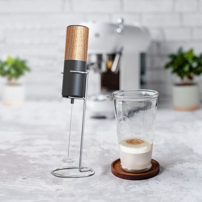 Electric Milk Frother Whisk Egg Beater for Cappuccino Stirrer Food Blender -Wood Grain