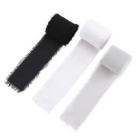 3 Rolls 2Inch X 7Yd Handmade Fringe Chiffon Silk Ribbon, Frayed Edges Ribbon for Wedding Invitations, Gifts Wrapping