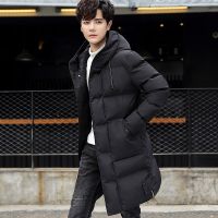 [COD] and winter new cotton-padded jacket middle-length thick male students warm hooded down padded