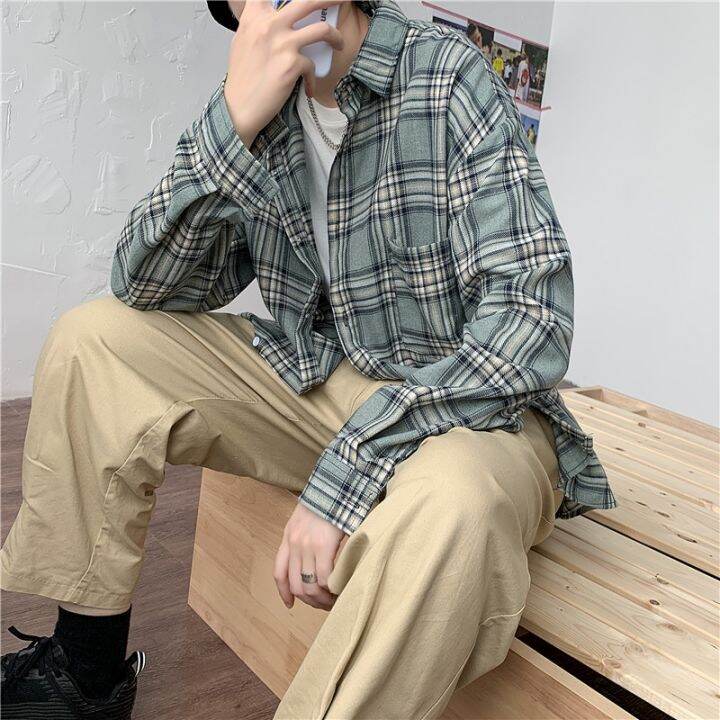 codtheresa-finger-m-3xl-plus-size-korean-style-men-plaid-shirt-mens-japanese-retro-shirt-casual-loose-long-sleeved-shirt-for-men