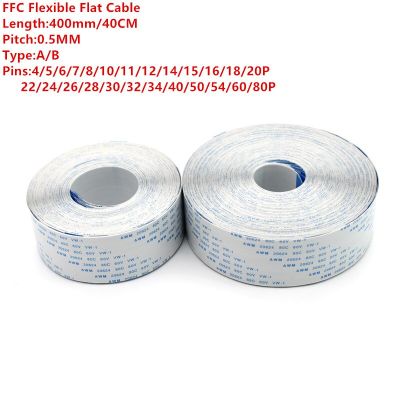 FPC FFC 400mm AWM 20624 80C 60V VW-1 Flexible Flat Cable A/B Type Ribbon Wire 4P/6/8/10/12/14/16/20/22/26/30/40/50/60/80Pin 40CM Wires  Leads Adapters