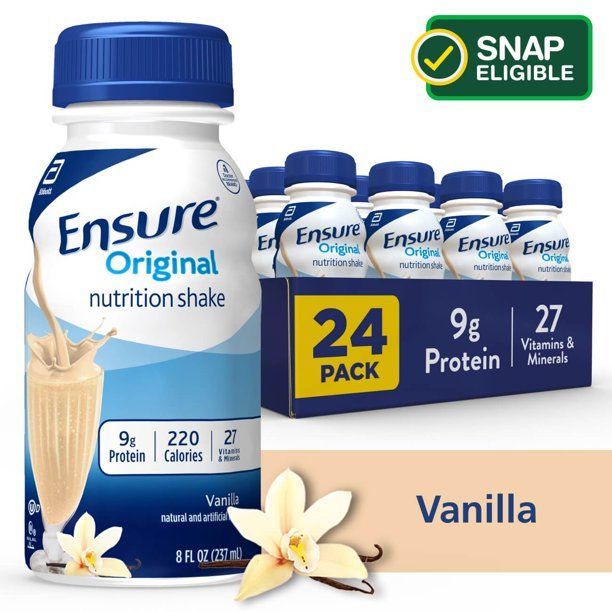 Thùng 24 chai Sữa nước dinh dưỡng Ensure Original hương vị Vanilla nhập  khẩu từ Mỹ _ Ensure Original Nutritional Shake, Vanilla_Chai 237ml _ Thùng  24 chai mặc định 