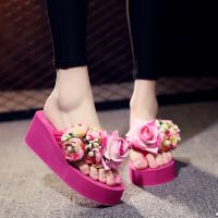 Slippers Women Handmade Slippers Summer Flip Flop Flowers Female High Heel Ladies Bohemia Beach Sandal Slippers Home Slippers