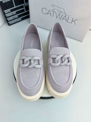 №☼  Foreign trade the original single thick bottom fashion chain purple loafers female contracted a pedal small round head small leather shoes single shoes