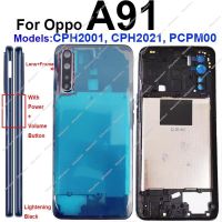 lumude For OPPO A91 Middle Housing Middle Frame Bezel Cover with Side Button Camera Lens Frame Parts