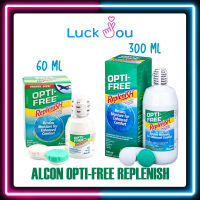 ALCON Opti Free Replenish 60 ml และ 300 ml ออฟติ ฟรี รีเพลนิช น้ำยาล้างคอนแทคเลนส์ ฟรี ตลับใส่คอนแทคเลนส์