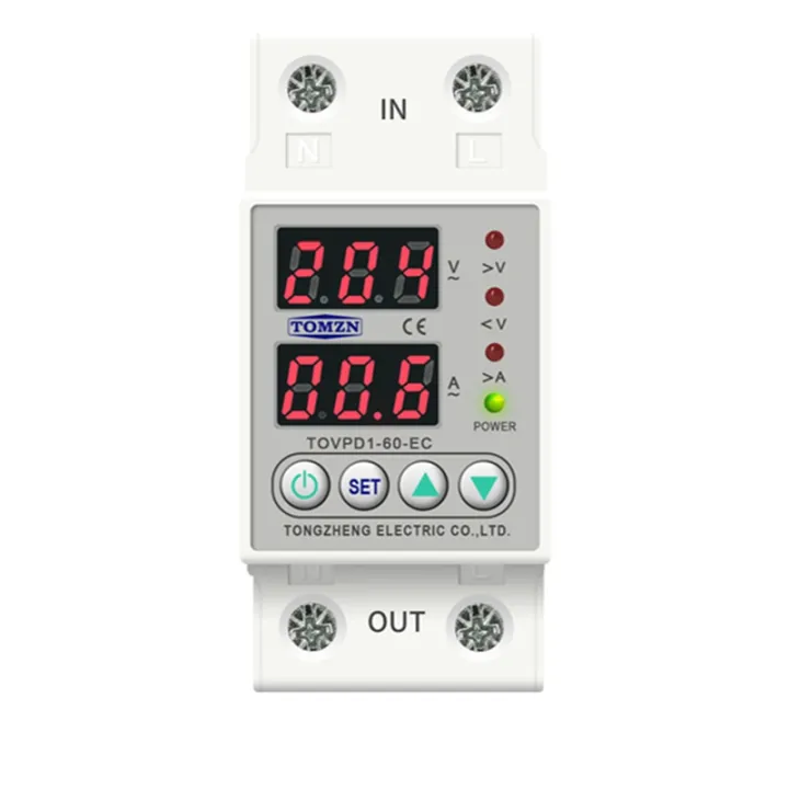 60A DIN Rail 230V Adjustable Over Voltage And Under Voltage Protective Device Protector Relay Tomzn Tovpd1-63-Ec
