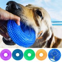 Pet Dog Toys Puppy Sounding Toy Molar Squeaky Tooth Cleaning Ring TPR Training Pet Teeth Chewing Toy Thorn Dog Accessories