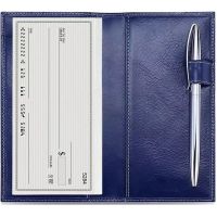 Business PU leather long checkbook receive financial accounting documents package paper clip cheque book --A0509