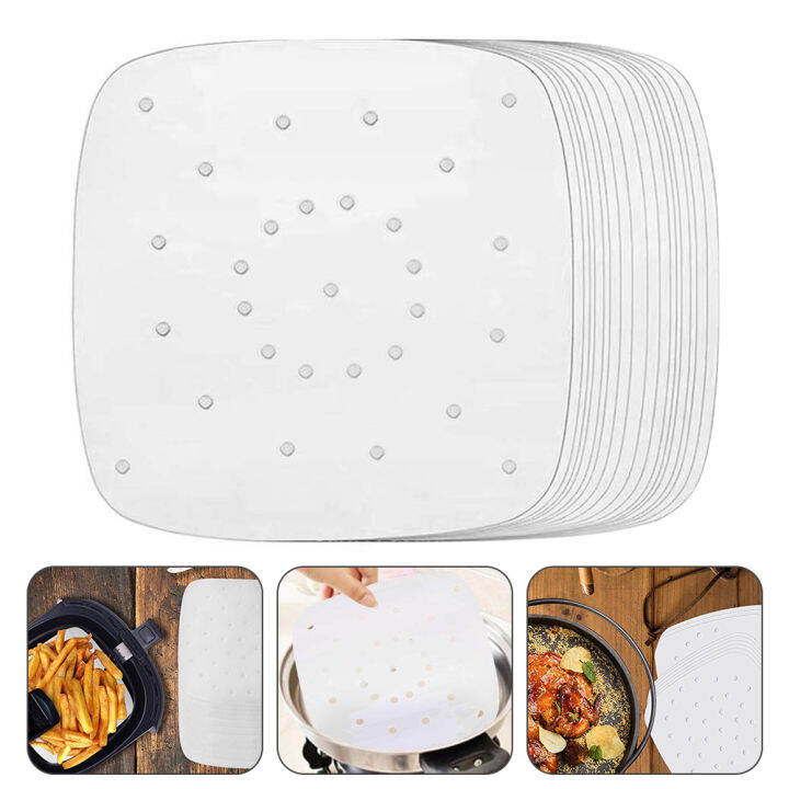 bmwa-100-แผ่นซิลิโคนน้ำมันกระดาษ-air-fryer-square-baking-paper-bun-เค้กกระดาษจานรอง-16-5-16-5cm