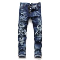 Italy Dsquared2 Brand Mens Jeans Mens Trend Casual Slim Ripped Patch D2 Denim Pants Street Hip Hop Punk Skinny Denim Trousers