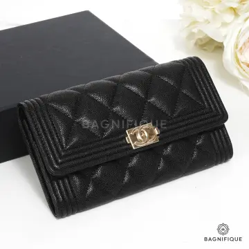 Shop CHANEL BOY CHANEL 2021-22FW Unisex Plain Leather Long Wallet Small  Wallet Logo by LeOrangerie