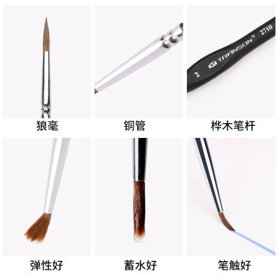 [COD] วัสดุภาพวาด Zhongsheng 2710 ปากกาตะขอขนหมาป่าปากกาตะขอสีดำปากกาวาดปากกา gouache ปากกาสีน้ำ