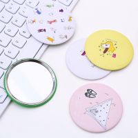 Korea Cermin Saku Portable Mini Bentuk Bulat Motif Kartun Bulat