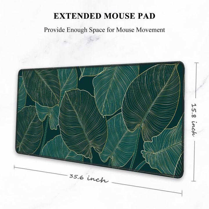 mousepad-โต๊ะในครัวเรือนขนาดใหญ่แผ่นรองเมาส์-แผ่นรองพื้นพืชเขตร้อนสีเขียว-พรมนุ่มสำนักงานกันลื่นธรรมชาติ