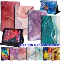 for Apple IPad 2021 9th Generation 10.2 Inch PU Leather Foldable Anti-fall Watercolor Case Stand Tablet Protective Shell Cover