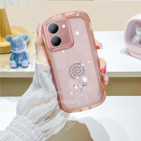 เคสโทรศัพท์มือถือ VIVO Y27 4G 5G / Y78 5G / Y02T ใหม่สีเรียบง่ายน่ารักแฟชั่นพร้อมดอกสว่านอมยิ้มเคสนิ่มใส TPU เคสปกป้องกล้องเต็มรูปแบบ