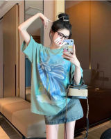 เสื้อยืด Bow painting tee ยืด oversize สกรีนลายเหมือนภาพวาดโบว์อันใหญ่ สีพาสเทล