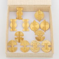 【lz】♟✵○  Conjunto de joias africano para mulheres anel e brincos de argola caixa presente de Dubai ajustável presentes para noiva