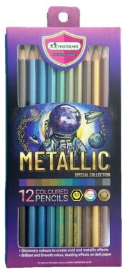Master Art (มาสเตอร์อาร์ต) สีไม้ ดินสอสีไม้แท่งยาว 12 สี รุ่น เมทัลลิค Metallic