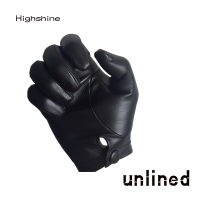 Highshine Unlined Wrist Button One Whole Piece of Sheep Leather Touch Screen Winter Gloves for Men Black and brown