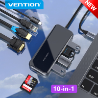 ฮับ Vention USB C ฮับหัวแปลงสัญญาณ HDMI 10 In 1 Type-C ถึง USB หลากหลาย3.0ฮับต่อพ่วง Dock สำหรับ MacBook Pro USB-C 3.1 Splitter USB C HUB Meimiao