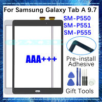 ใหม่ P550หน้าจอสัมผัสสำหรับ S Amsung G Alaxy Tab 9.7 SM-P550 P555 P551เซ็นเซอร์หน้าจอสัมผัสจอแอลซีดีด้านนอกด้านหน้า Digitizer แผงกระจก