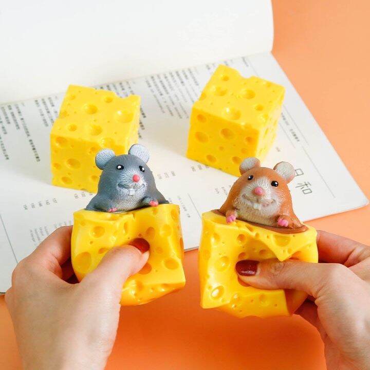 Squishy Mouse Cheese Toy Silicone Rubber/Pop up It Squeeze Toy Funny